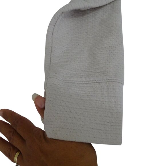 LL Bean PrimaLoft Mock Neck Textured Shirt Women Size M Off-White Cream Layering - Picture 3 of 11